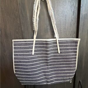 Striped grey and White Tote Bag